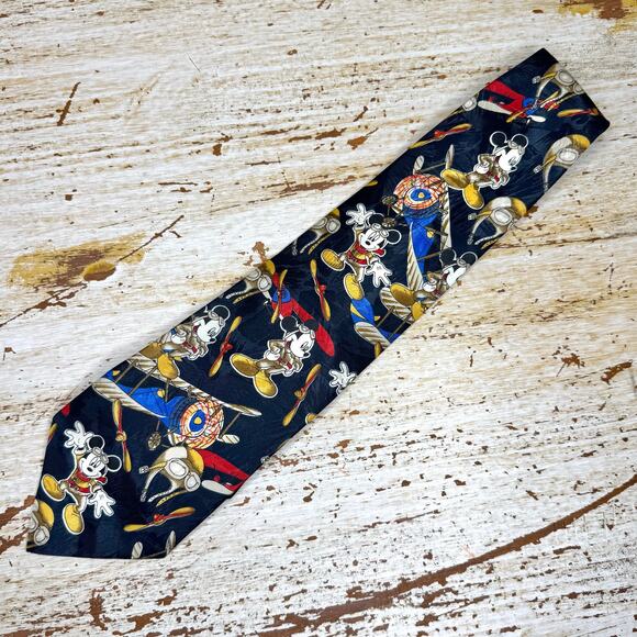 VTG Mickey Unlimited Disney Mickey Mouse Aviation Pilot Pointed Neck Tie - Picture 1 of 8